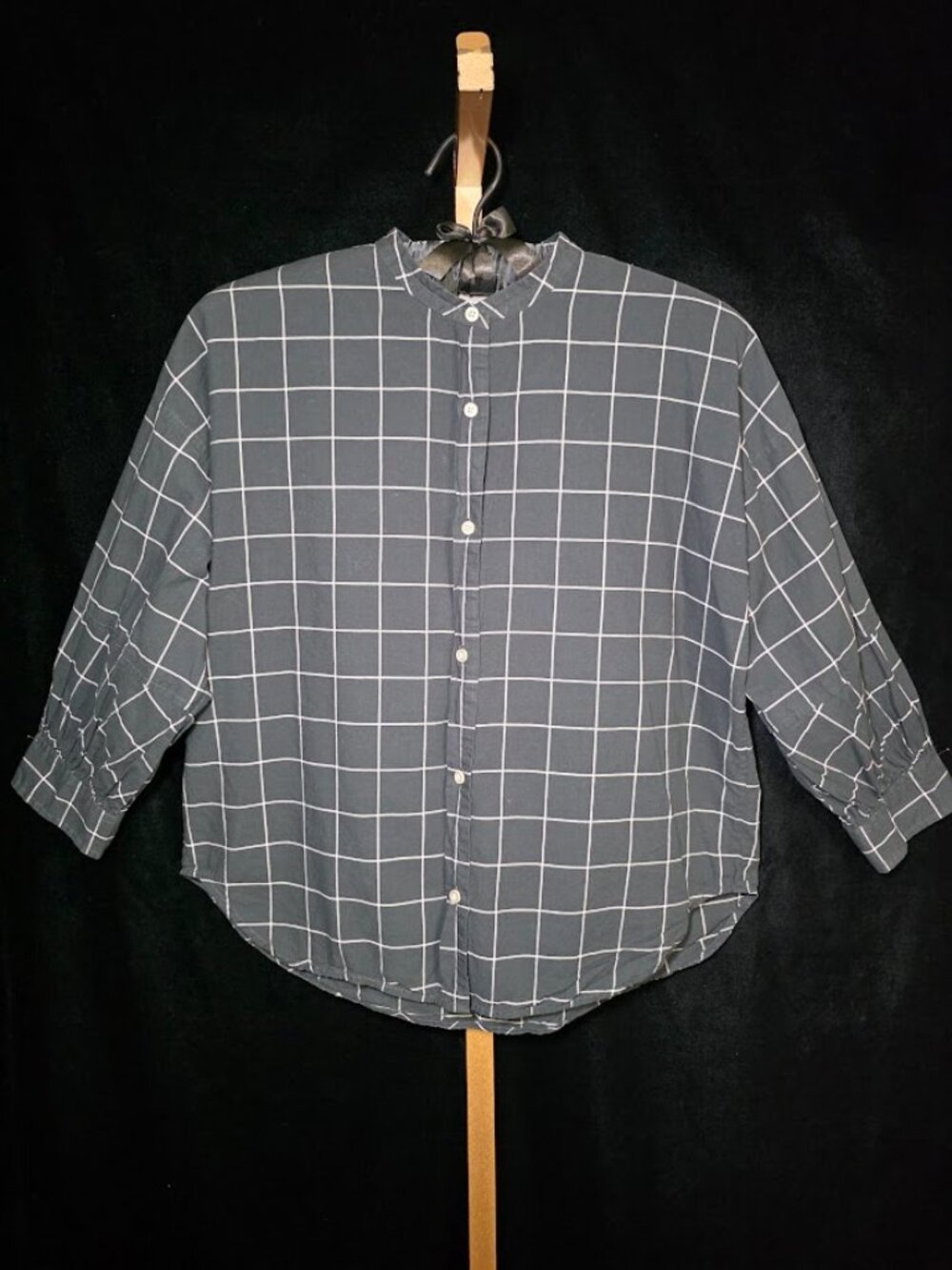 Everlane Black Checkered Boxy Button Down 4